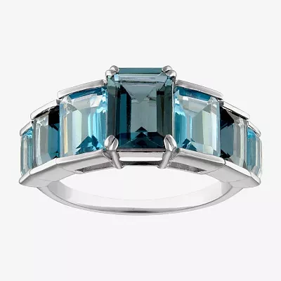 Womens Genuine Topaz Sterling Silver Cocktail Ring