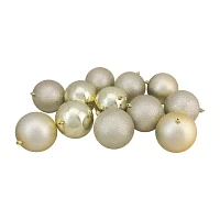 12ct Champagne Gold Shatterproof 4-Finish Christmas Ball Ornaments 4"