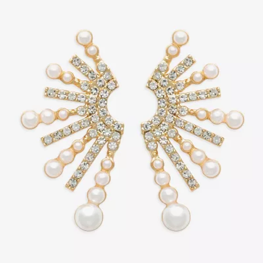 Bijoux Bar Gold Tone Glass Simulated Pearl Drop Earrings