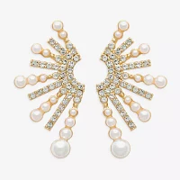 Bijoux Bar Gold Tone Glass Simulated Pearl Drop Earrings