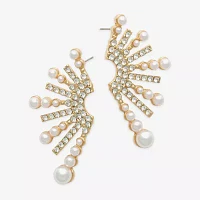 Bijoux Bar Gold Tone Glass Simulated Pearl Drop Earrings