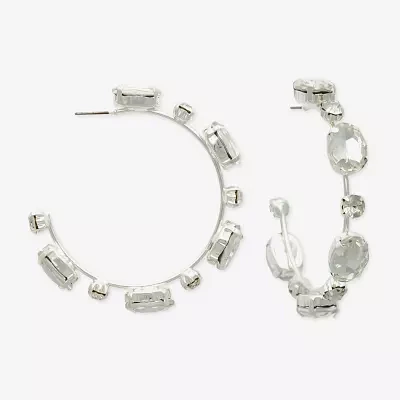 Bijoux Bar Silver Tone Glass Hoop Earrings