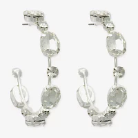 Bijoux Bar Silver Tone Glass Hoop Earrings