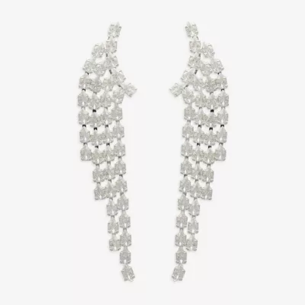 Bijoux Bar Silver Tone Cubic Zirconia Drop Earrings