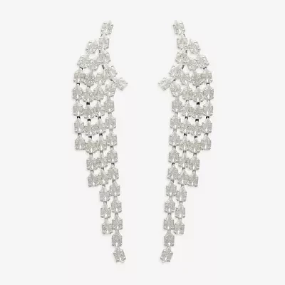 Bijoux Bar Silver Tone Cubic Zirconia Drop Earrings