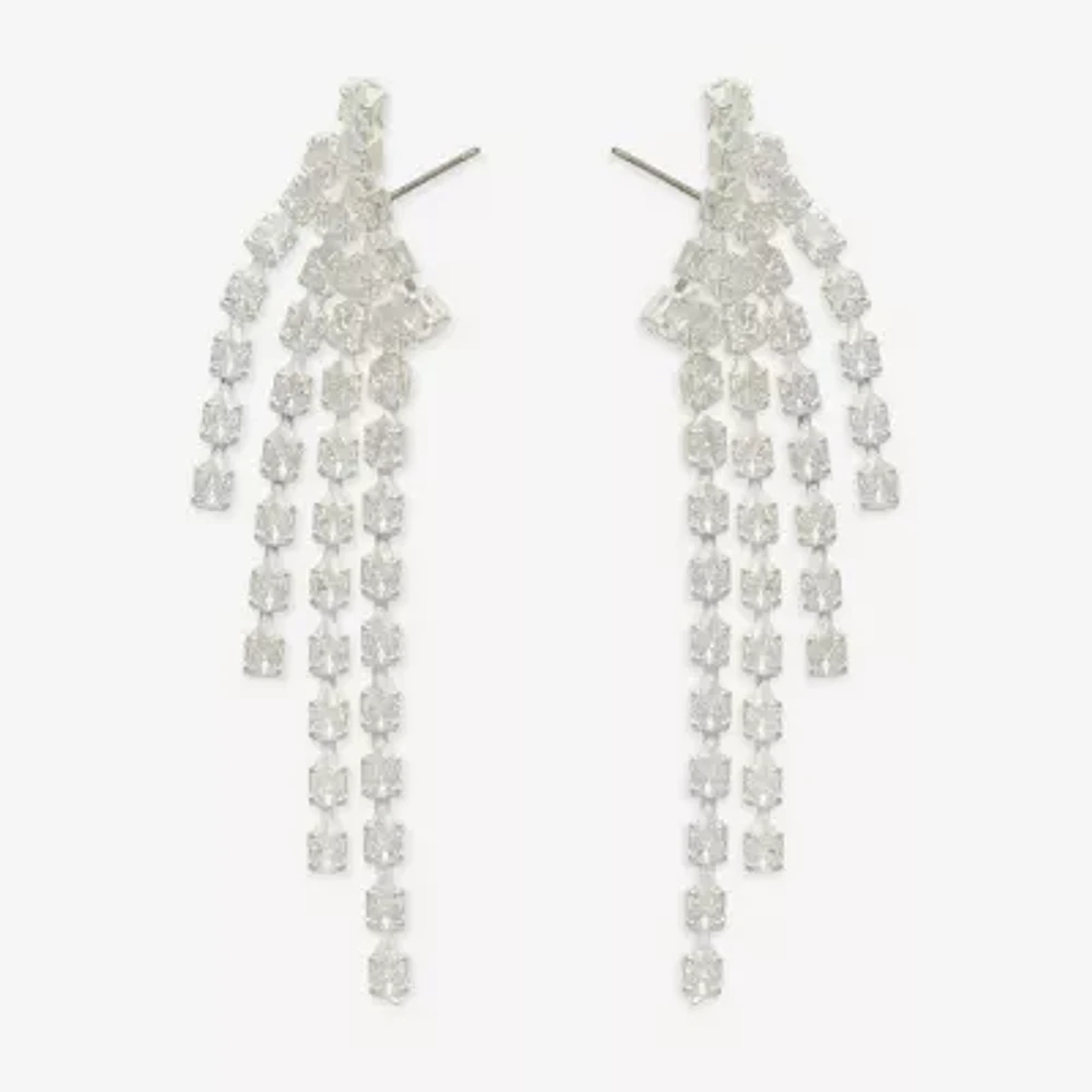 Bijoux Bar Silver Tone Cubic Zirconia Drop Earrings