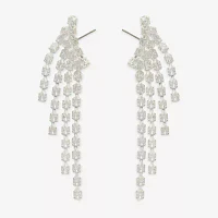 Bijoux Bar Silver Tone Cubic Zirconia Drop Earrings