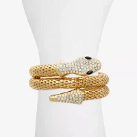 Bijoux Bar Gold Tone Snake Glass Mesh Cuff Bracelet