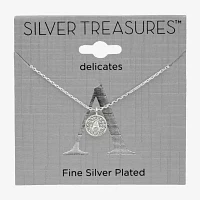 Silver Treasures Delicates Initial Crystal Pure Over Brass 16 Inch Link Round Pendant Necklace