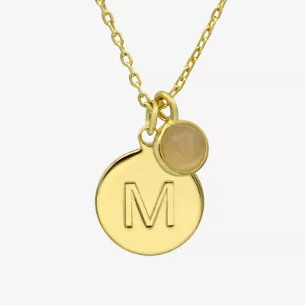 Silver Treasures Delicates Initial 14K Gold Over Brass 16 Inch Link Round Pendant Necklace