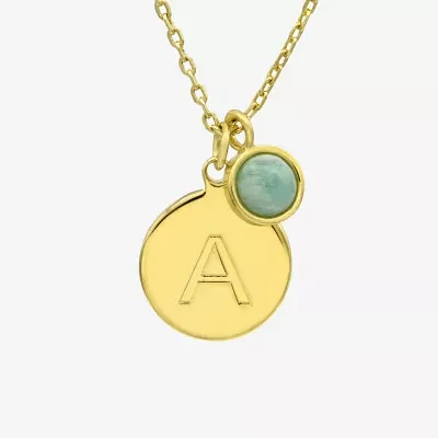 Silver Treasures Delicates Initial 14K Gold Over Brass 16 Inch Link Round Pendant Necklace