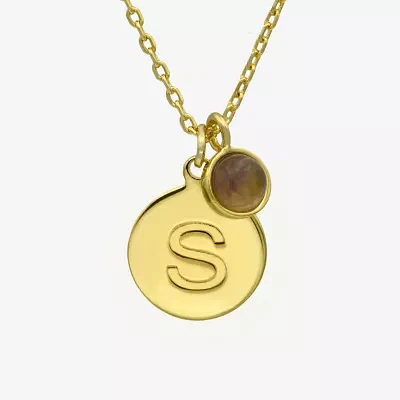 Silver Treasures Delicates Initial 14K Gold Over Brass 16 Inch Link Round Pendant Necklace