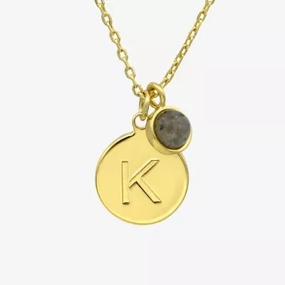 Silver Treasures Initial Womens Turquoise 14K Gold Over Brass Round Pendant Necklaces