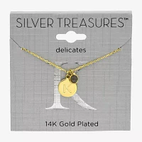Silver Treasures Initial Womens Turquoise 14K Gold Over Brass Round Pendant Necklaces