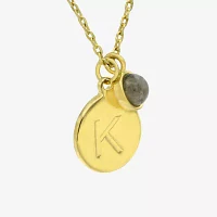 Silver Treasures Initial Womens Turquoise 14K Gold Over Brass Round Pendant Necklaces