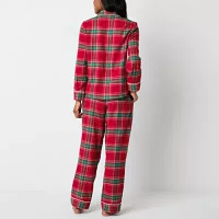 Liz Claiborne Womens Tall Flannel Long Sleeve 2-pc. Pant Pajama Set