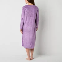 Adonna Womens Fleece Long Sleeve Square Neck Nightgown