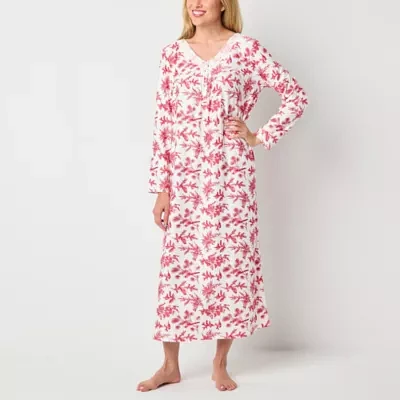 Adonna Womens Long Sleeve V Neck Nightgown