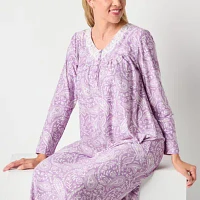 Adonna Womens Long Sleeve V Neck Nightgown