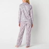 Adonna Womens Fleece Long Sleeve 2-pc. Pant Pajama Set