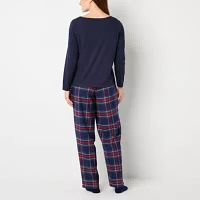 Liz Claiborne Womens Long Sleeve 4-pc. Pant Pajama Set