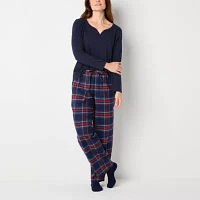 Liz Claiborne Womens Long Sleeve 4-pc. Pant Pajama Set