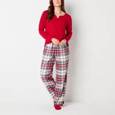 Liz Claiborne Womens Long Sleeve 4-pc. Pant Pajama Set