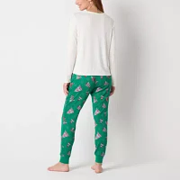 Sleep Chic Womens Crew Neck Long Sleeve 2-pc. Pant Pajama Set