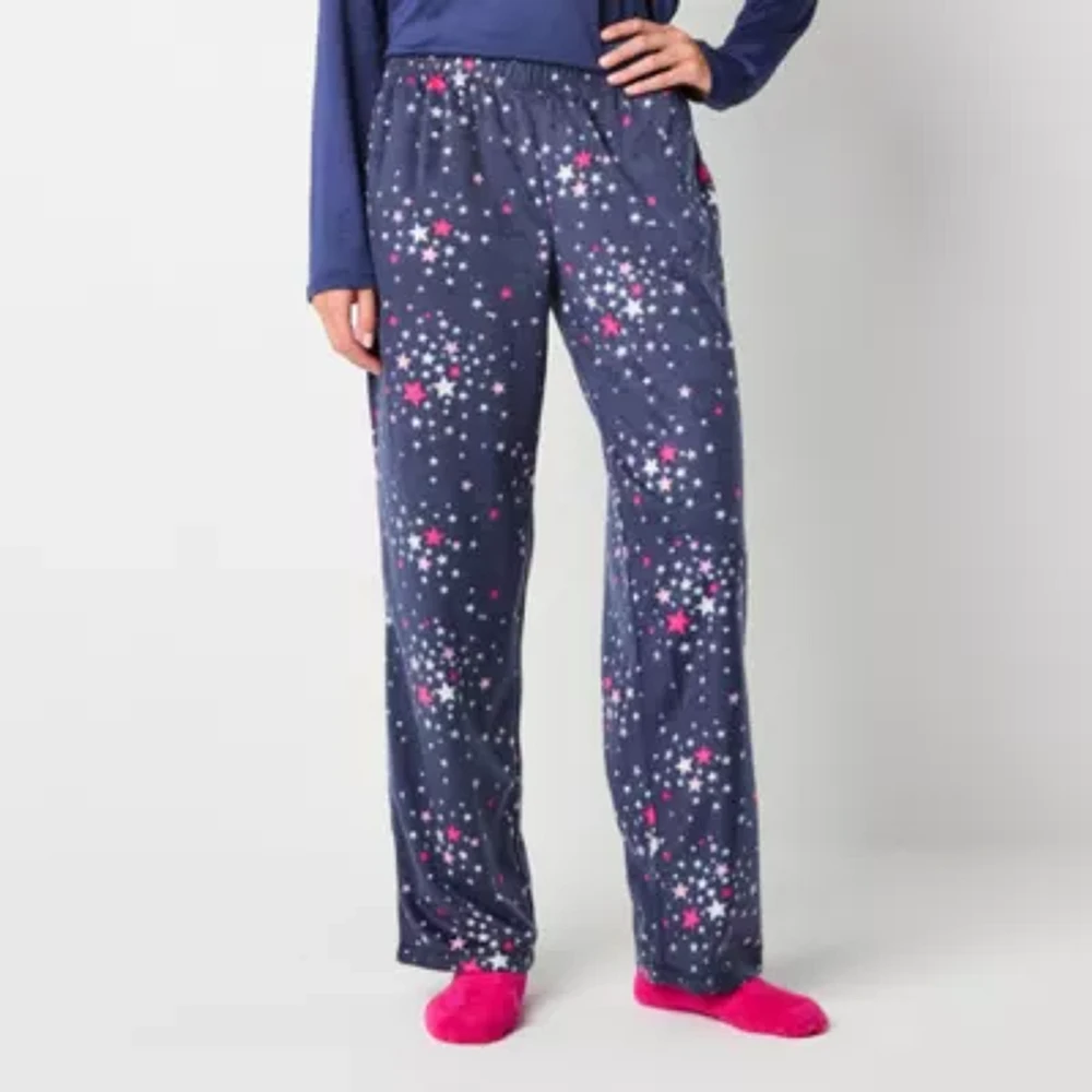Sleep Chic Womens Tall Fleece Pajama Pants with Socks
