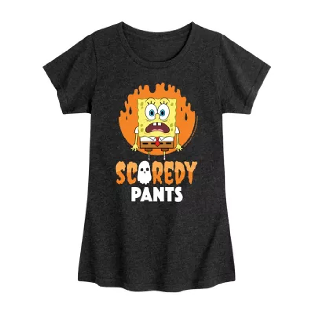 Big Girls Scaredy Pants Crew Neck Short Sleeve Spongebob T-Shirt