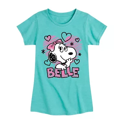 Big Girls Heart Belle Crew Neck Short Sleeve Peanuts T-Shirt