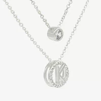 Silver Treasures Delicates Initial 2-pc. Cubic Zirconia Pure Over Brass 16 Inch Link Round Necklace Set