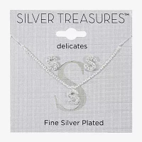 Silver Treasures Delicates Initial 2-pc. Cubic Zirconia Pure Over Brass Jewelry Set