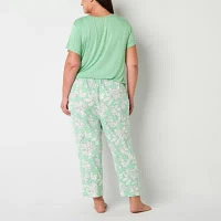 Liz Claiborne Cool and Calm Womens Plus 2-pc. Short Sleeve Capri Pajama Set