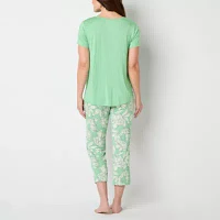 Liz Claiborne Cool and Calm Womens 2-pc. Short Sleeve Capri Pajama Set