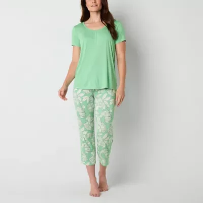 Liz Claiborne Cool and Calm Womens 2-pc. Short Sleeve Capri Pajama Set