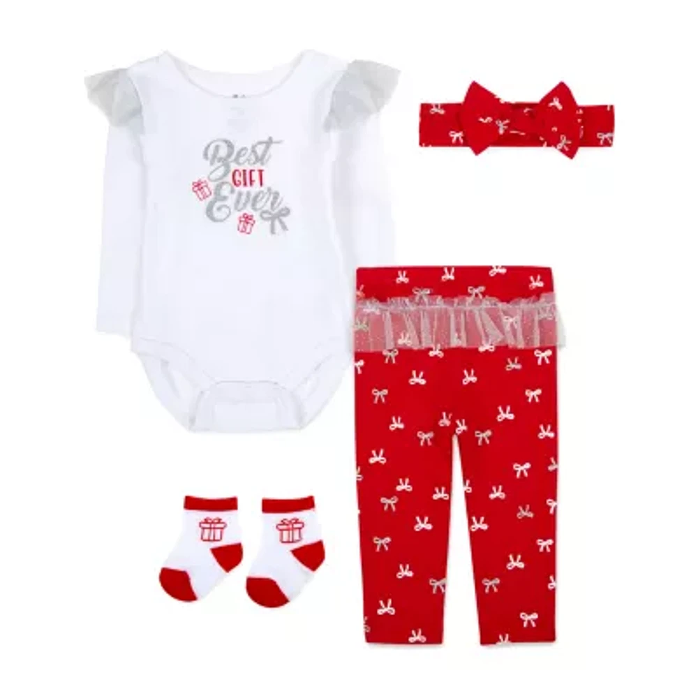 Baby Essentials Girls 4-pc. Clothing Set