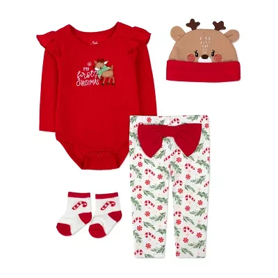 Baby Essentials Girls 4-pc. Clothing Set