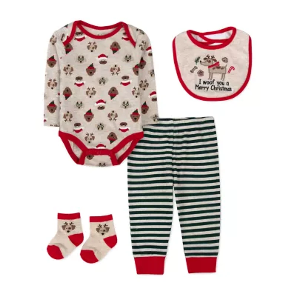 Baby Essentials Christmas Dog Boys 4-pc. Clothing Set