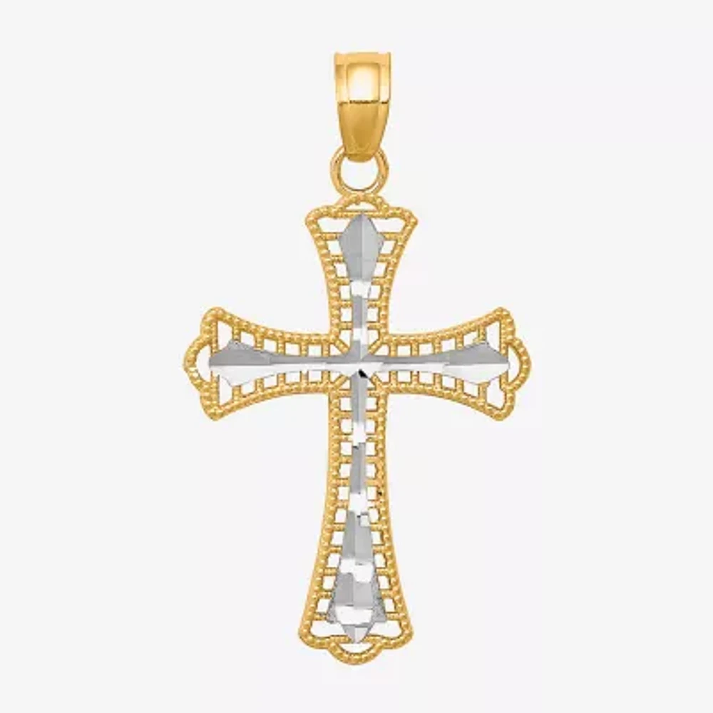 Unisex Adult 10K Gold Sterling Silver Cross Pendant