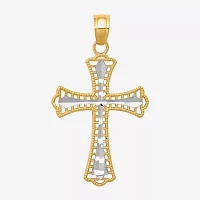 Unisex Adult 10K Gold Sterling Silver Cross Pendant