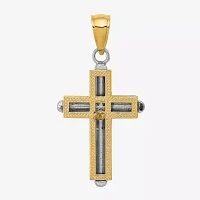 Unisex Adult 10K Two Tone Gold Cross Pendant