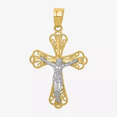 Crucifix Unisex Adult 10K Gold Sterling Silver Pendant