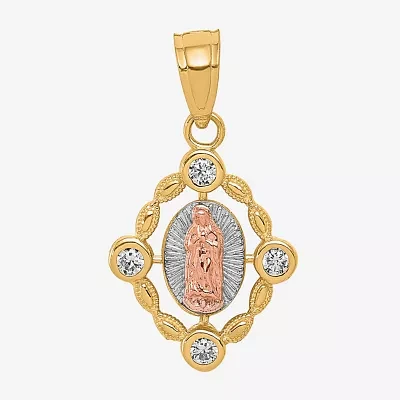 Our Lady Of Guadalupe / Nuestra Señora De Guadalupe Womens Cubic Zirconia 10K Two Tone Gold Pendant