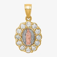 Our Lady Of Guadalupe / Nuestra Señora De Guadalupe Womens Cubic Zirconia 10K Two Tone Gold Pendant