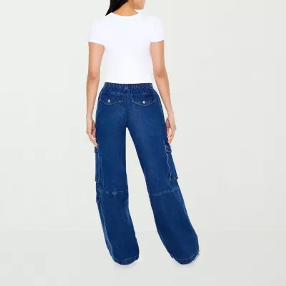 Forever 21 Juniors Cargo Womens Mid Rise Baggy Fit Jean