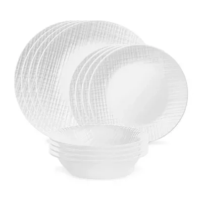 Corelle Linen Weave 12-pc. Glass Dinnerware Set