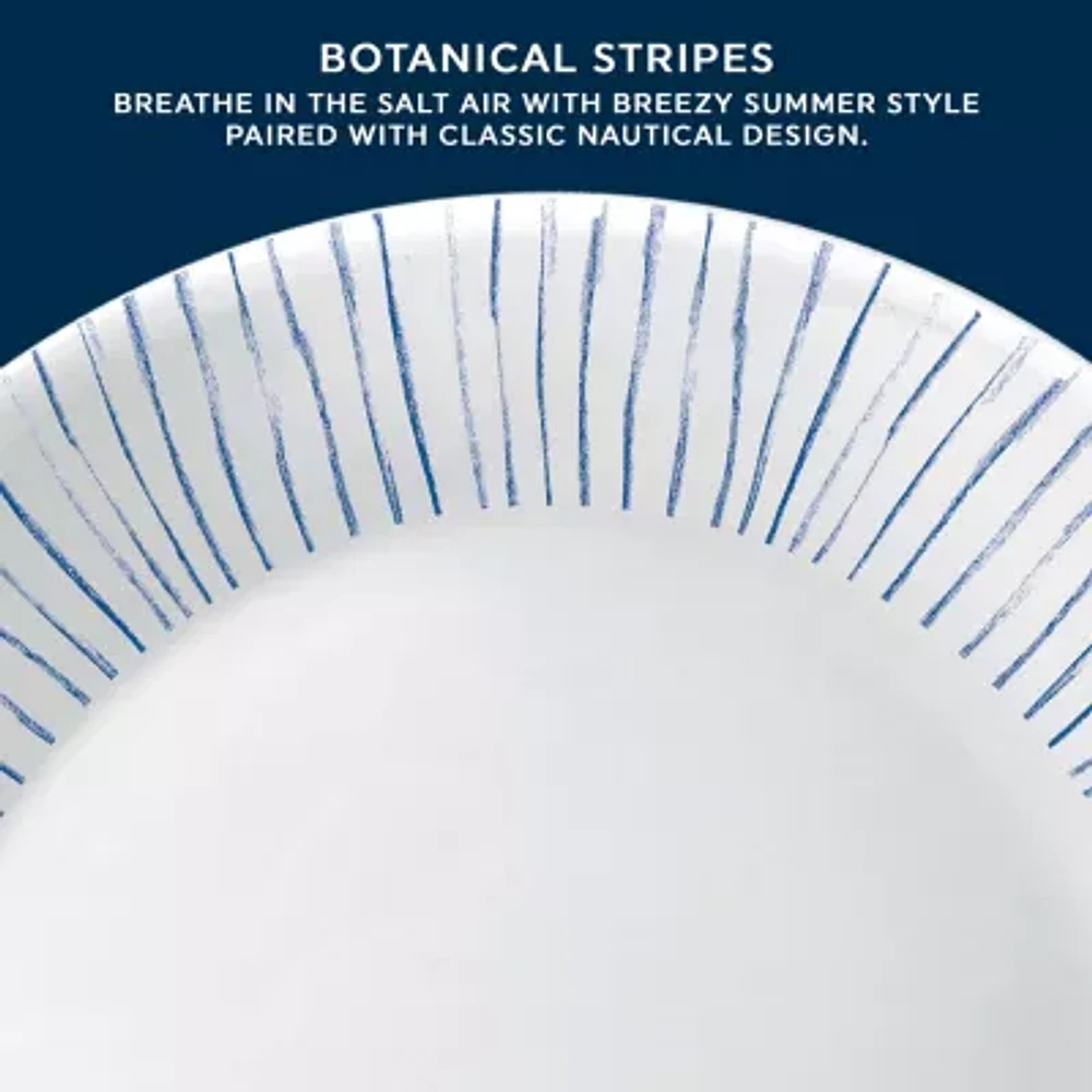 Corelle Botanical Stipes 12-pc. Glass Dinnerware Set