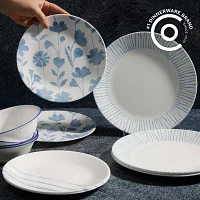 Corelle Botanical Stipes 12-pc. Glass Dinnerware Set