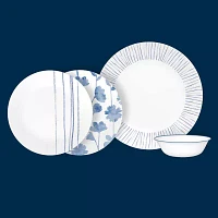 Corelle Botanical Stipes 12-pc. Glass Dinnerware Set